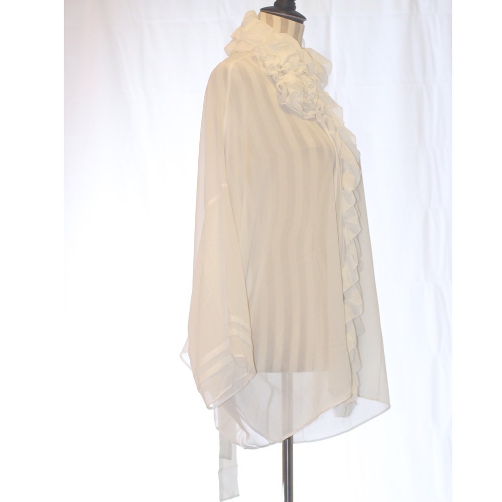 **SOLD*VINTAGE Spiegel  RUFFLES SHEER WHITE Blouse - Picture 4 of 8